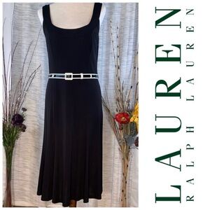 Lauren by Ralph Lauren solid black sleeveless dress.